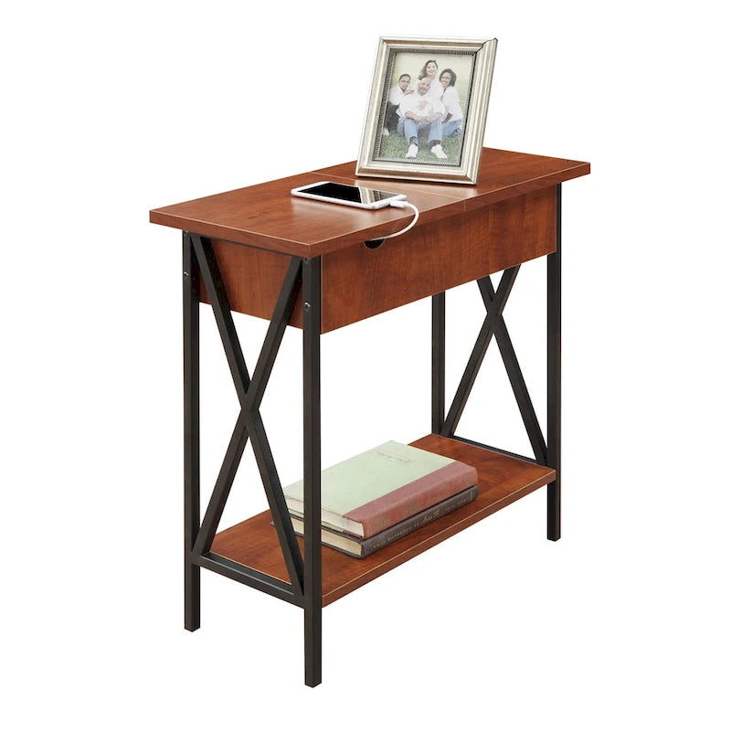 Table d'appoint relevable avec station de charge et étagère