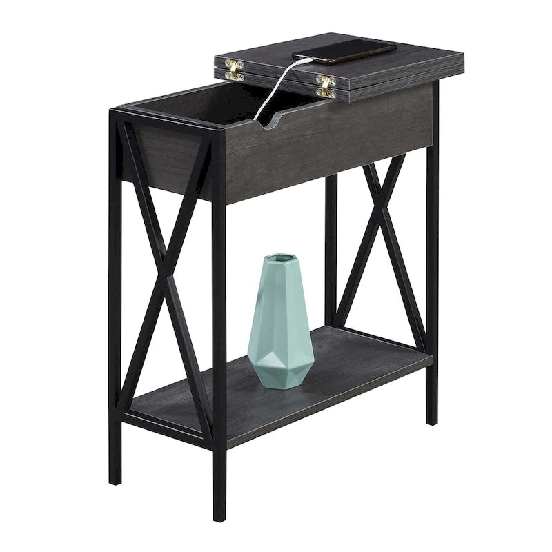 Table d'appoint relevable avec station de charge et étagère