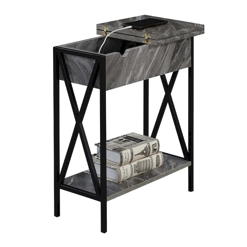 Table d'appoint relevable avec station de charge et étagère