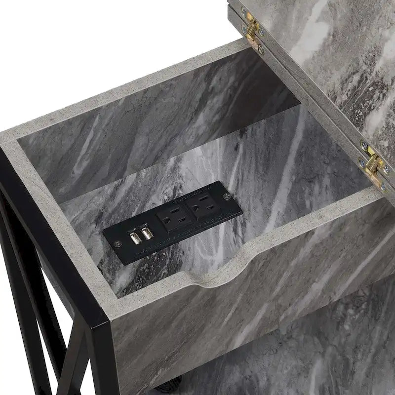 Table d'appoint relevable avec station de charge et étagère