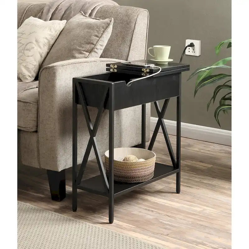 Table d'appoint relevable avec station de charge et étagère