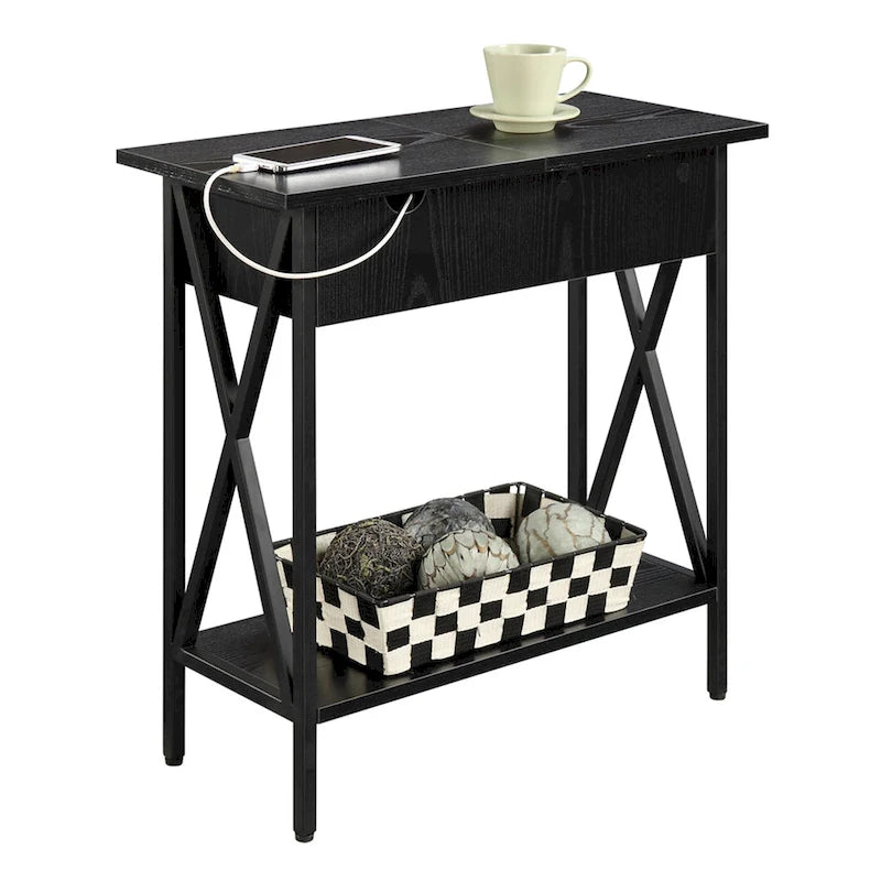 Table d'appoint relevable avec station de charge et étagère