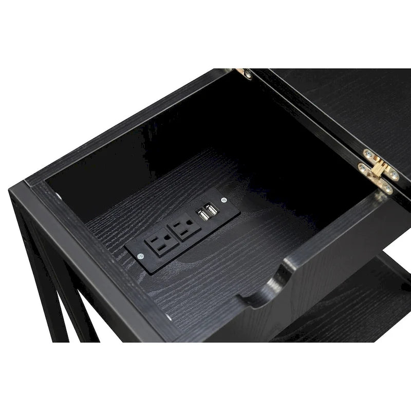 Table d'appoint relevable avec station de charge et étagère