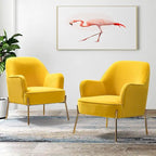 Lot de 2 fauteuils d'appoint en velours avec pieds dorés