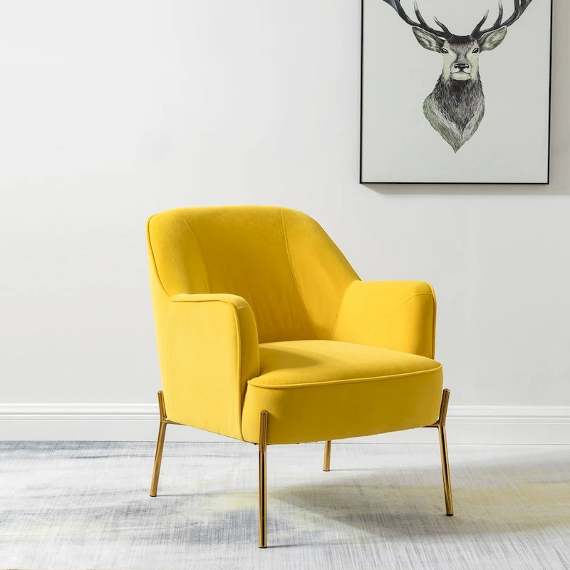 Lot de 2 fauteuils d'appoint en velours avec pieds dorés
