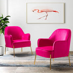 Lot de 2 fauteuils d'appoint en velours avec pieds dorés