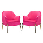 Lot de 2 fauteuils d'appoint en velours avec pieds dorés