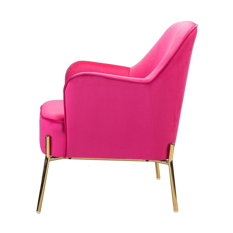 Lot de 2 fauteuils d'appoint en velours avec pieds dorés