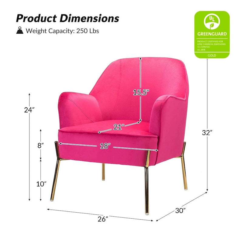 Lot de 2 fauteuils d'appoint en velours avec pieds dorés