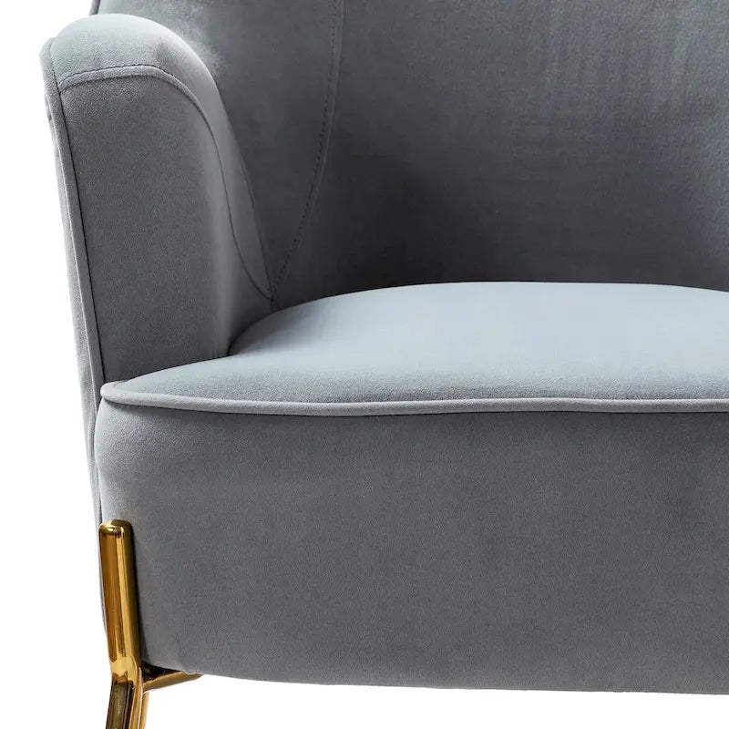 Lot de 2 fauteuils d'appoint en velours avec pieds dorés