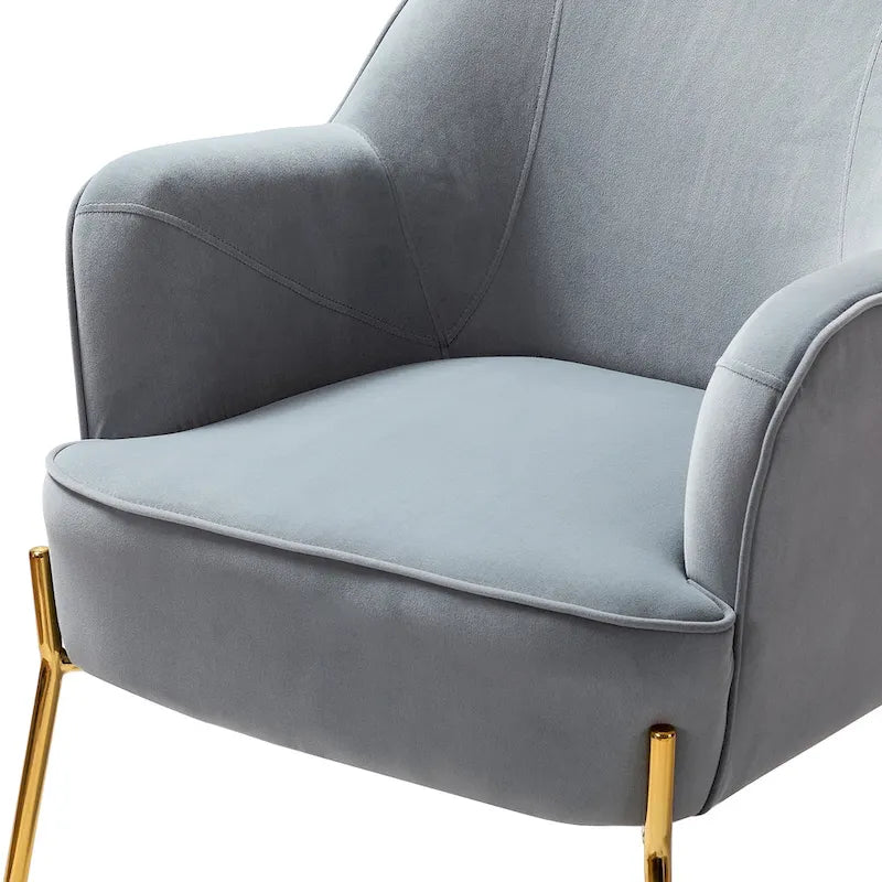 Lot de 2 fauteuils d'appoint en velours avec pieds dorés