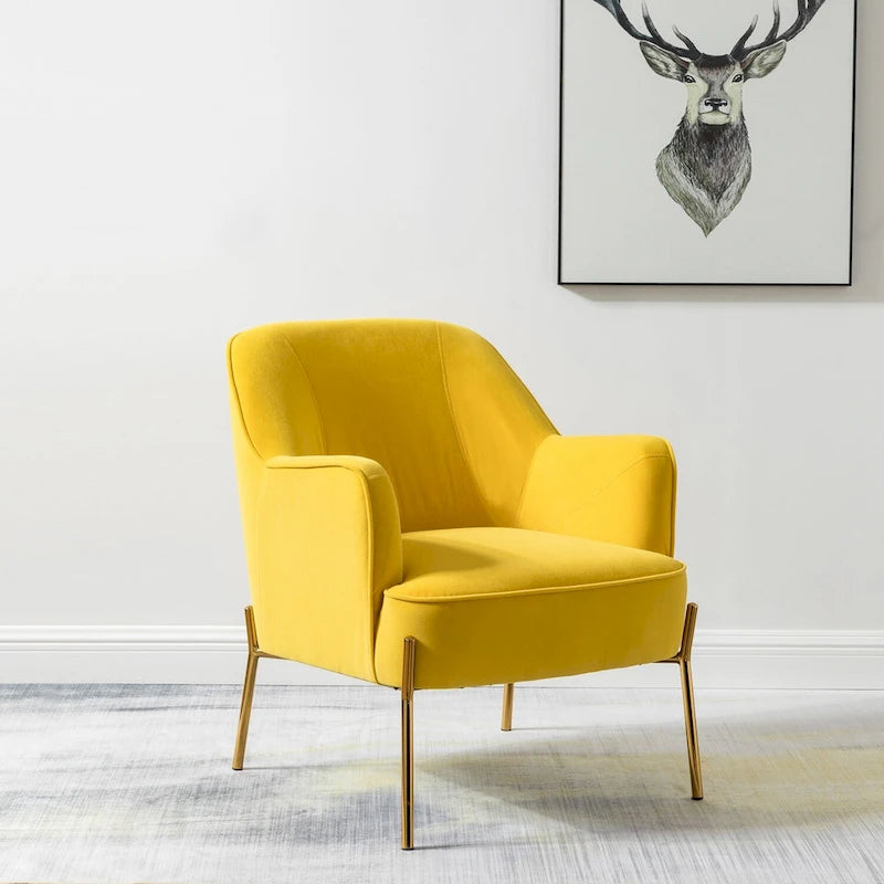 Lot de 2 fauteuils d'appoint en velours avec pieds dorés
