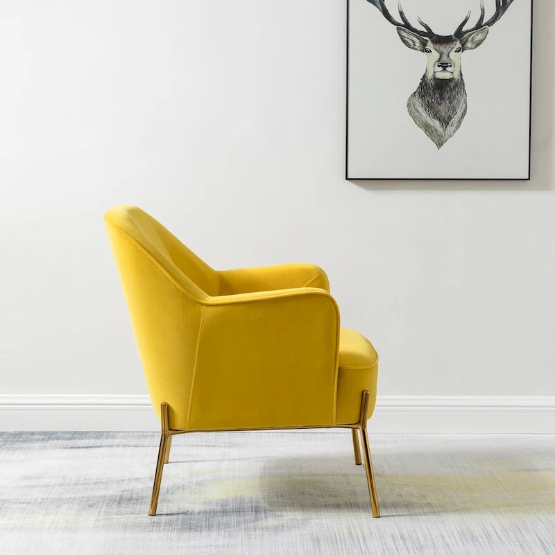Lot de 2 fauteuils d'appoint en velours avec pieds dorés