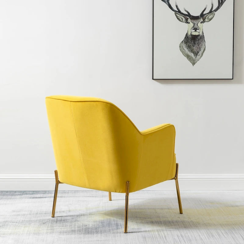 Lot de 2 fauteuils d'appoint en velours avec pieds dorés