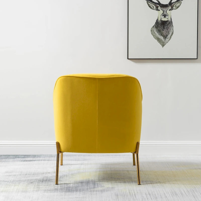 Lot de 2 fauteuils d'appoint en velours avec pieds dorés