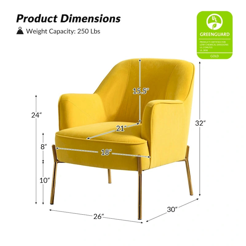 Lot de 2 fauteuils d'appoint en velours avec pieds dorés
