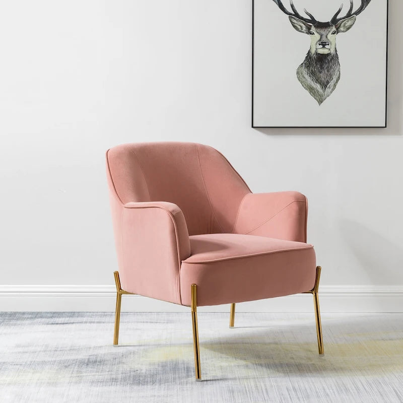 Lot de 2 fauteuils d'appoint en velours avec pieds dorés