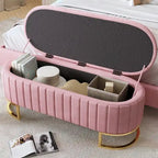 Bouton-touffeté Velours Rangement Ottoman