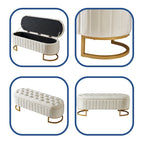 Bouton-touffeté Velours Rangement Ottoman