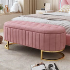 Bouton-touffeté Velours Rangement Ottoman