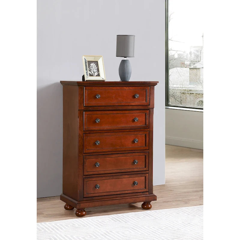 Commode 5 tiroirs merisier