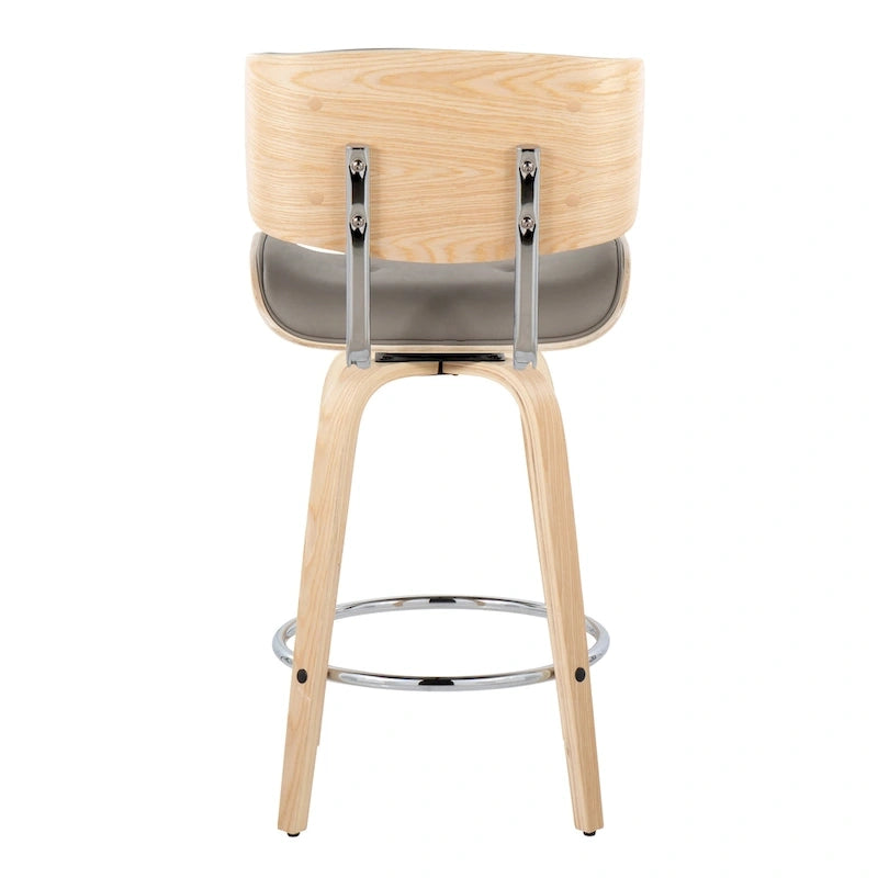 Tabourets de comptoir à hauteur fixe de 26 po avec pieds en bois courbé, ensemble de 2