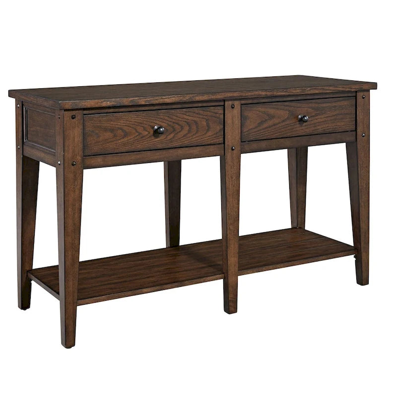 Table console en chêne rustique marron