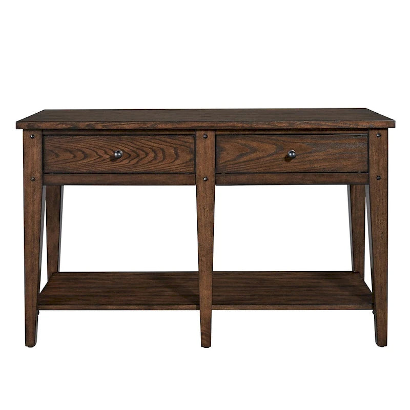 Table console en chêne rustique marron