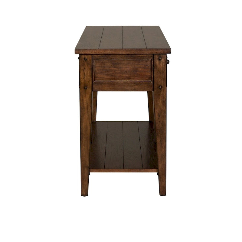 Table console en chêne rustique marron