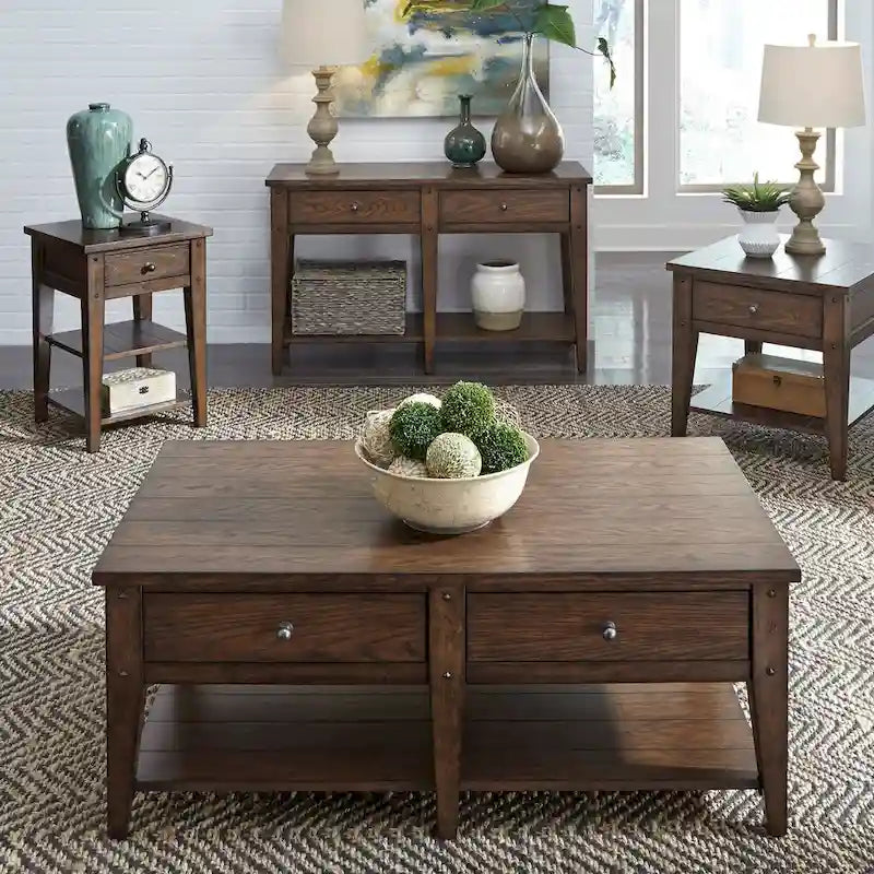 Table console en chêne rustique marron