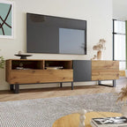 Meuble TV pour téléviseur de 80 pouces avec double espace de rangement