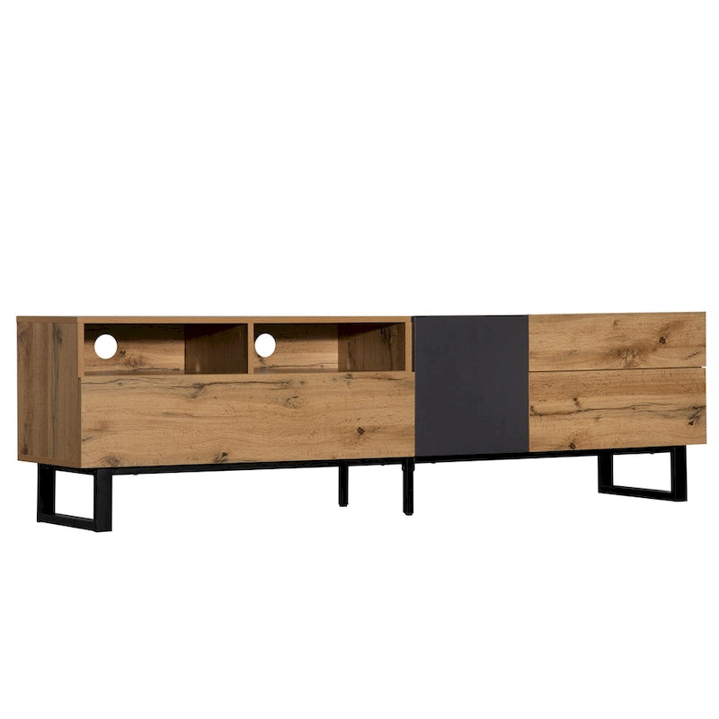 Meuble TV pour téléviseur de 80 pouces avec double espace de rangement