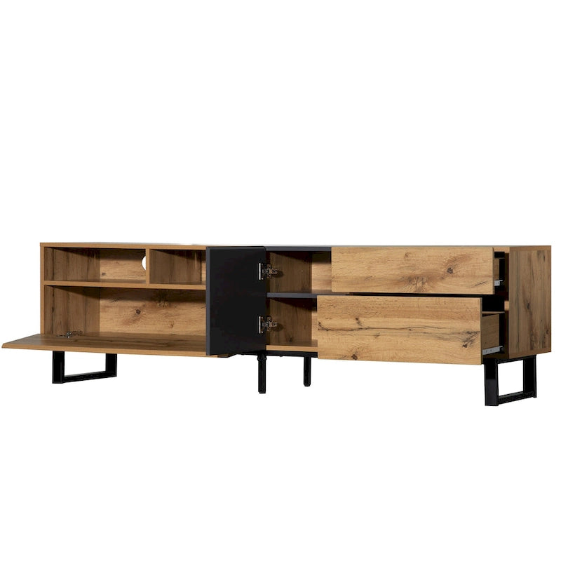 Meuble TV pour téléviseur de 80 pouces avec double espace de rangement