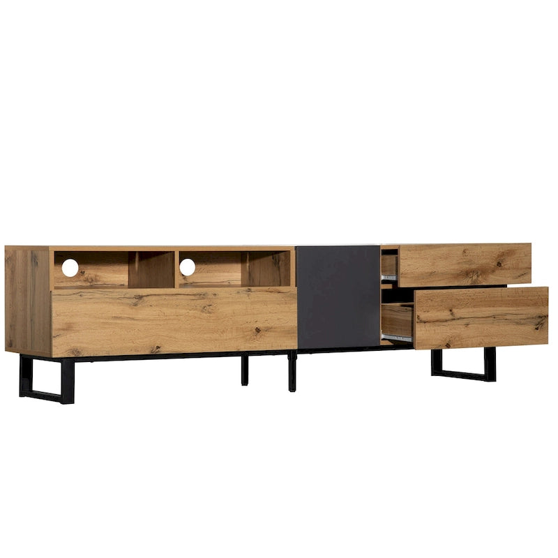 Meuble TV pour téléviseur de 80 pouces avec double espace de rangement