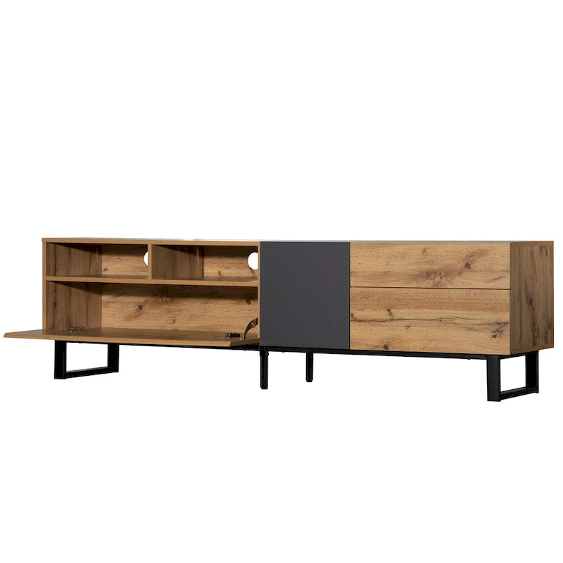Meuble TV pour téléviseur de 80 pouces avec double espace de rangement