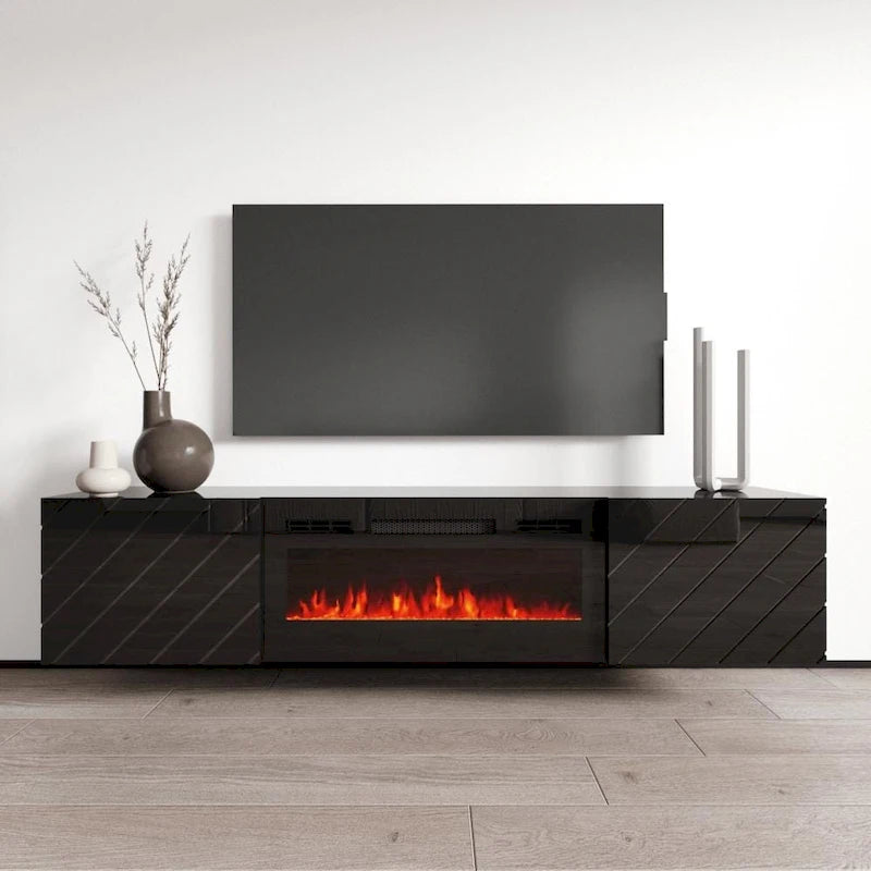 Meuble TV avec cheminée électrique murale de 72 pouces