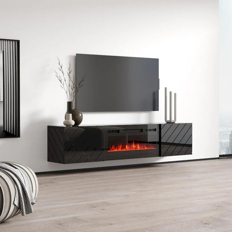 Meuble TV avec cheminée électrique murale de 72 pouces