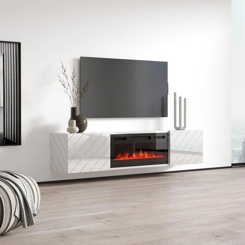 Meuble TV avec cheminée électrique murale de 72 pouces