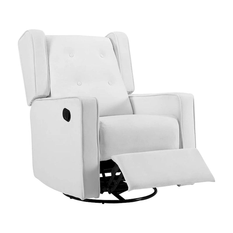 Fauteuil inclinable, pivotant et à bascule en bois massif et microfibre