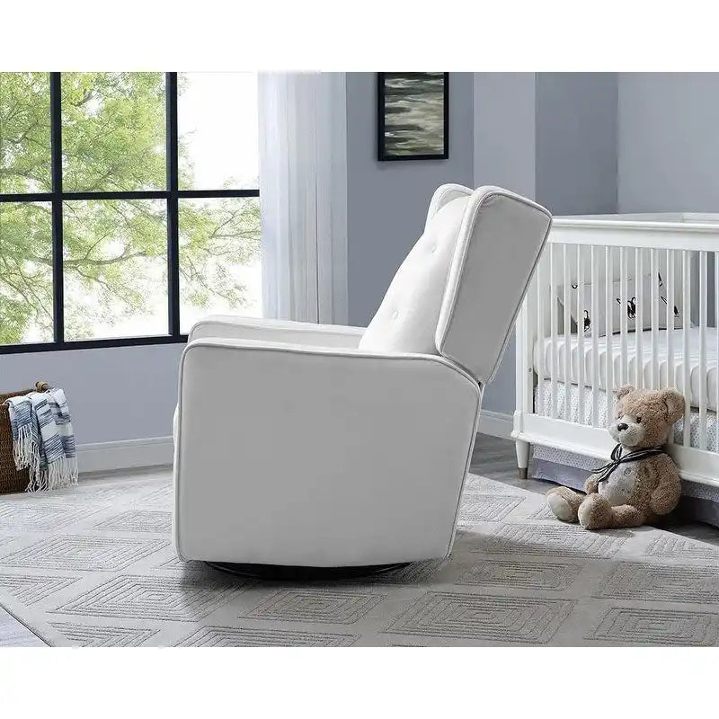 Fauteuil inclinable, pivotant et à bascule en bois massif et microfibre