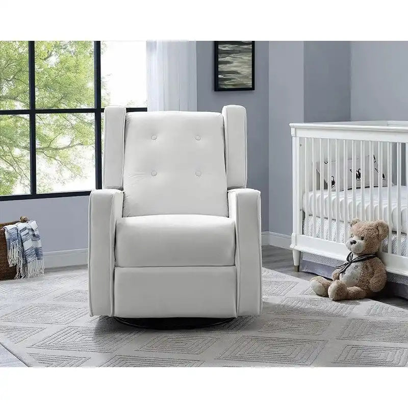 Fauteuil inclinable, pivotant et à bascule en bois massif et microfibre