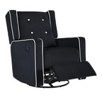 Fauteuil inclinable, pivotant et à bascule en bois massif et microfibre