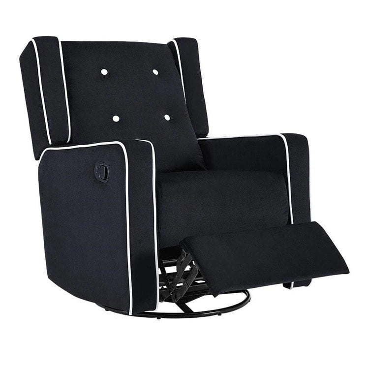 Fauteuil inclinable, pivotant et à bascule en bois massif et microfibre