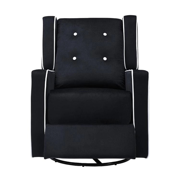 Fauteuil inclinable, pivotant et à bascule en bois massif et microfibre