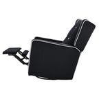 Fauteuil inclinable, pivotant et à bascule en bois massif et microfibre