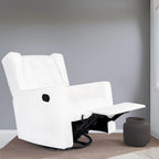 Fauteuil inclinable, pivotant et à bascule en bois massif et microfibre