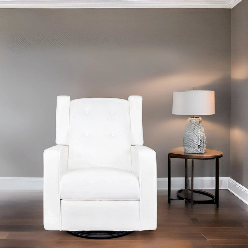 Fauteuil inclinable, pivotant et à bascule en bois massif et microfibre
