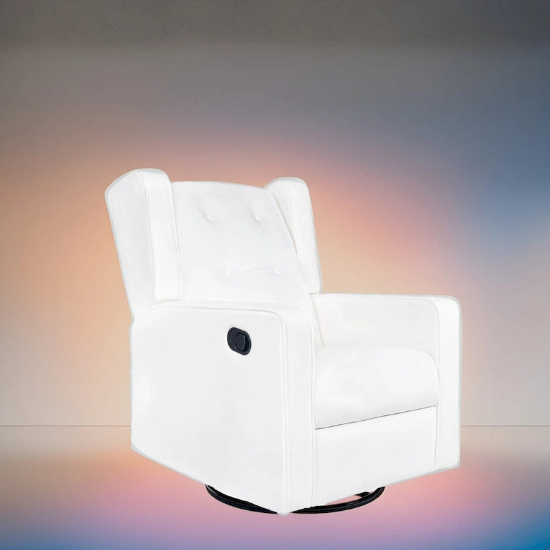 Fauteuil inclinable, pivotant et à bascule en bois massif et microfibre