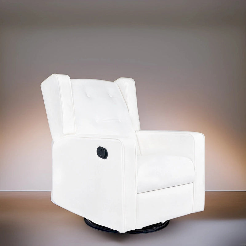 Fauteuil inclinable, pivotant et à bascule en bois massif et microfibre