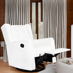 Fauteuil inclinable, pivotant et à bascule en bois massif et microfibre